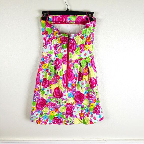 Anthropologie Tulle Women's Bright Barbiecore Floral Colorful Summer Mini Dress - Picture 2 of 10